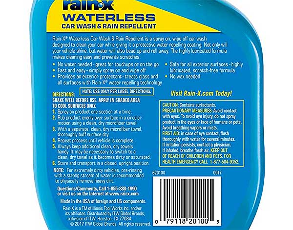 NEW Rain-X WATERLESS CAR WASH & RAIN REPELLENT Spray On - Wipe Off NO WAX  NEEDED